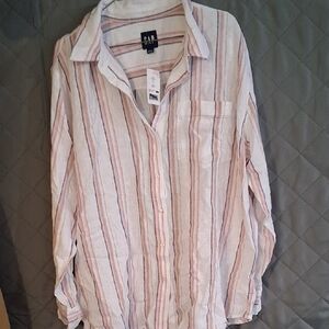 GAP Pink and White Striped Shirt